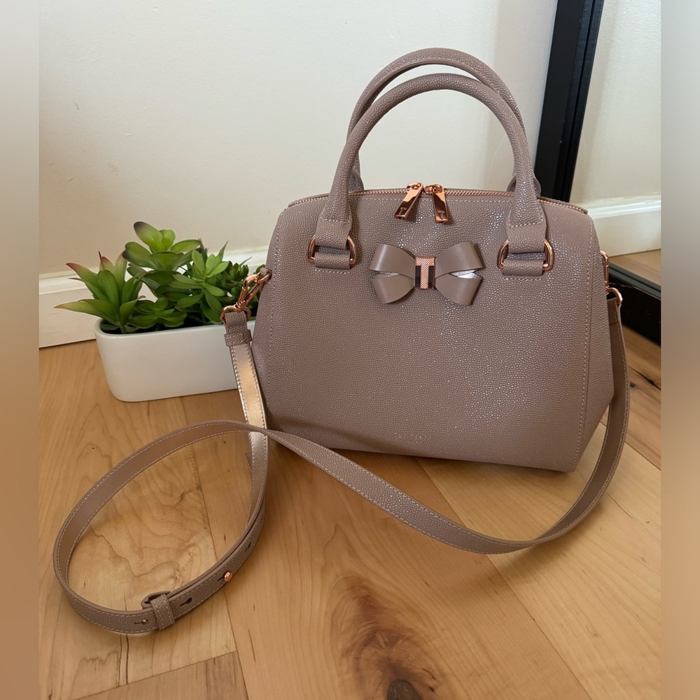 Ted Baker Top Handle Purse with Crossbody Strap with Rose Gold Hardware & Bow